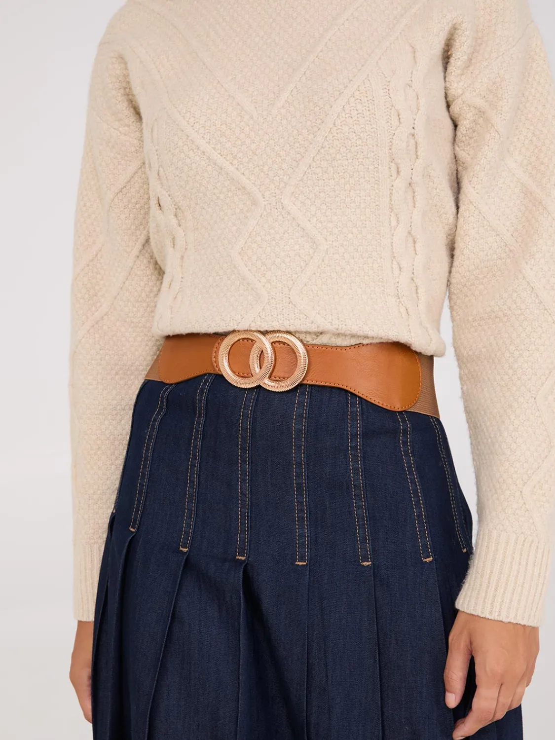 Suzy Shier Belts, Handbags & Shoes>Double Carved Ring Buckle Belt