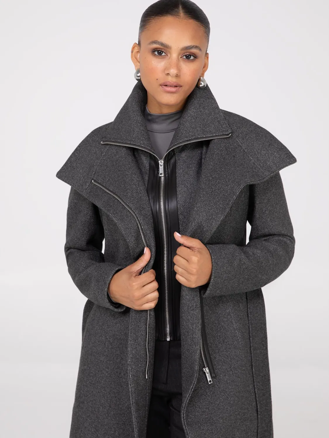 Suzy Shier Coats|Coats>Double Collar 3/4 Coat