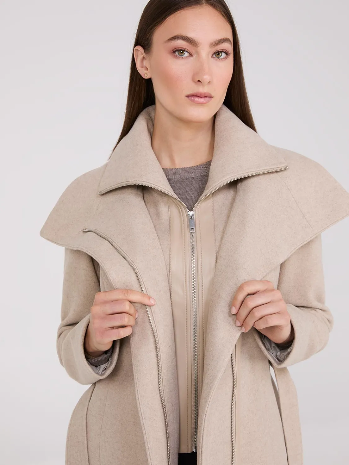 Suzy Shier Coats|Coats>Double Collar 3/4 Coat