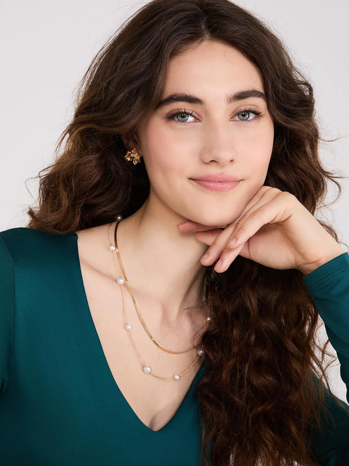 Suzy Shier Suzy Everyday|Long Sleeve>Double Layer V-Neck Long Sleeve Top