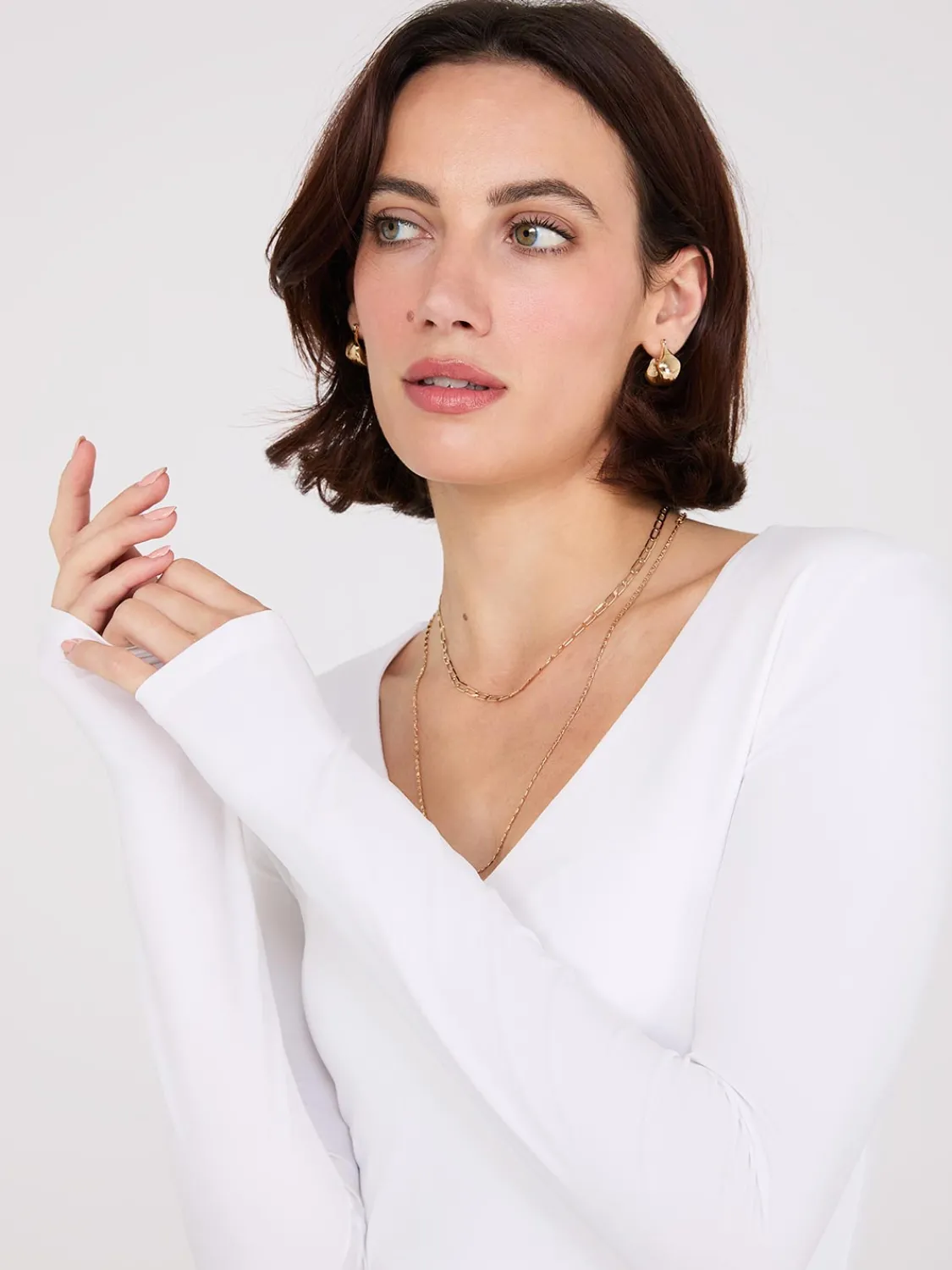Suzy Shier Suzy Everyday|Long Sleeve>Double Layer V-Neck Long Sleeve Top