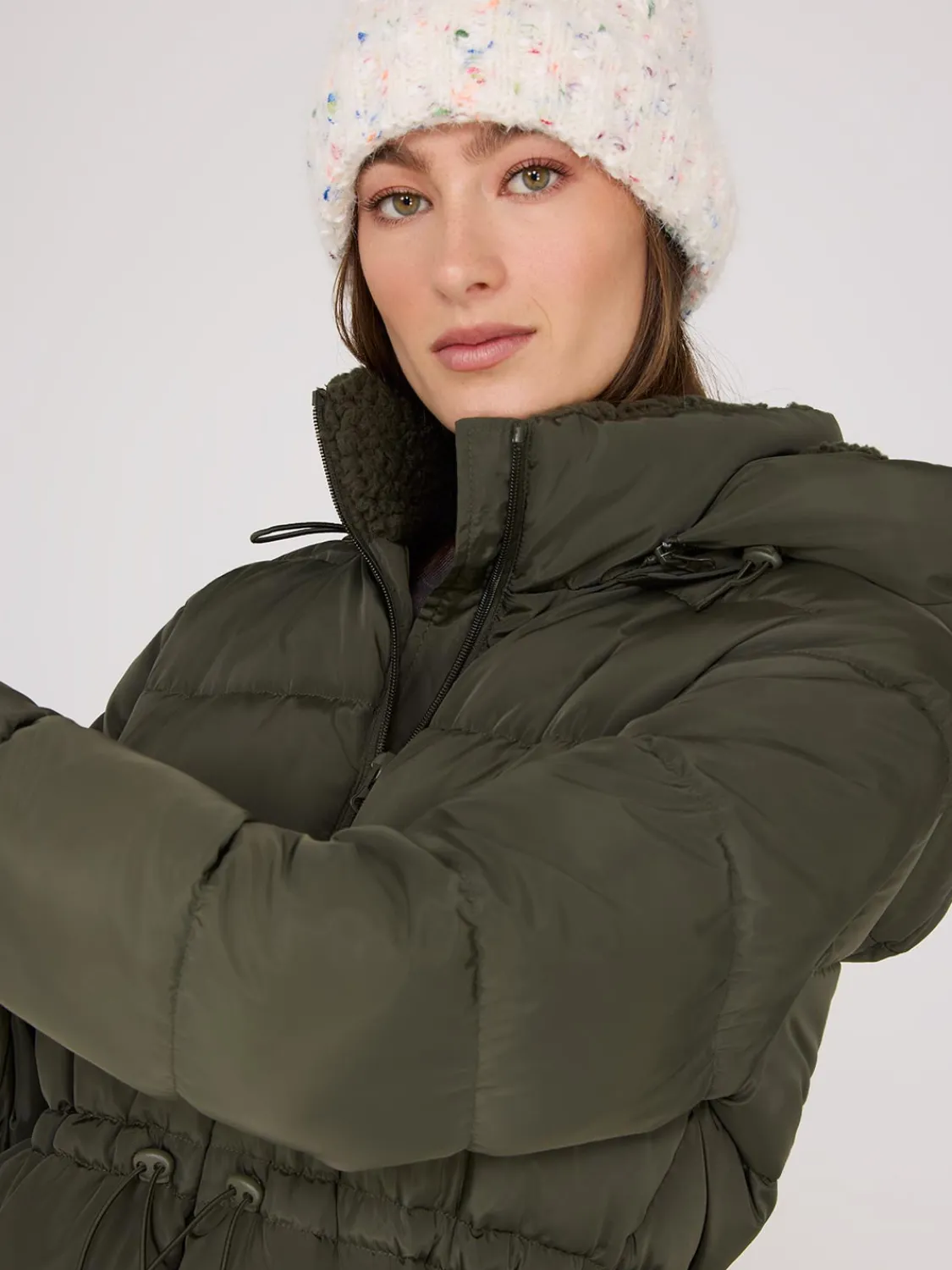 Suzy Shier Puffers & Jackets|Puffers & Jackets>Drawstring Waist Puffer Jacket