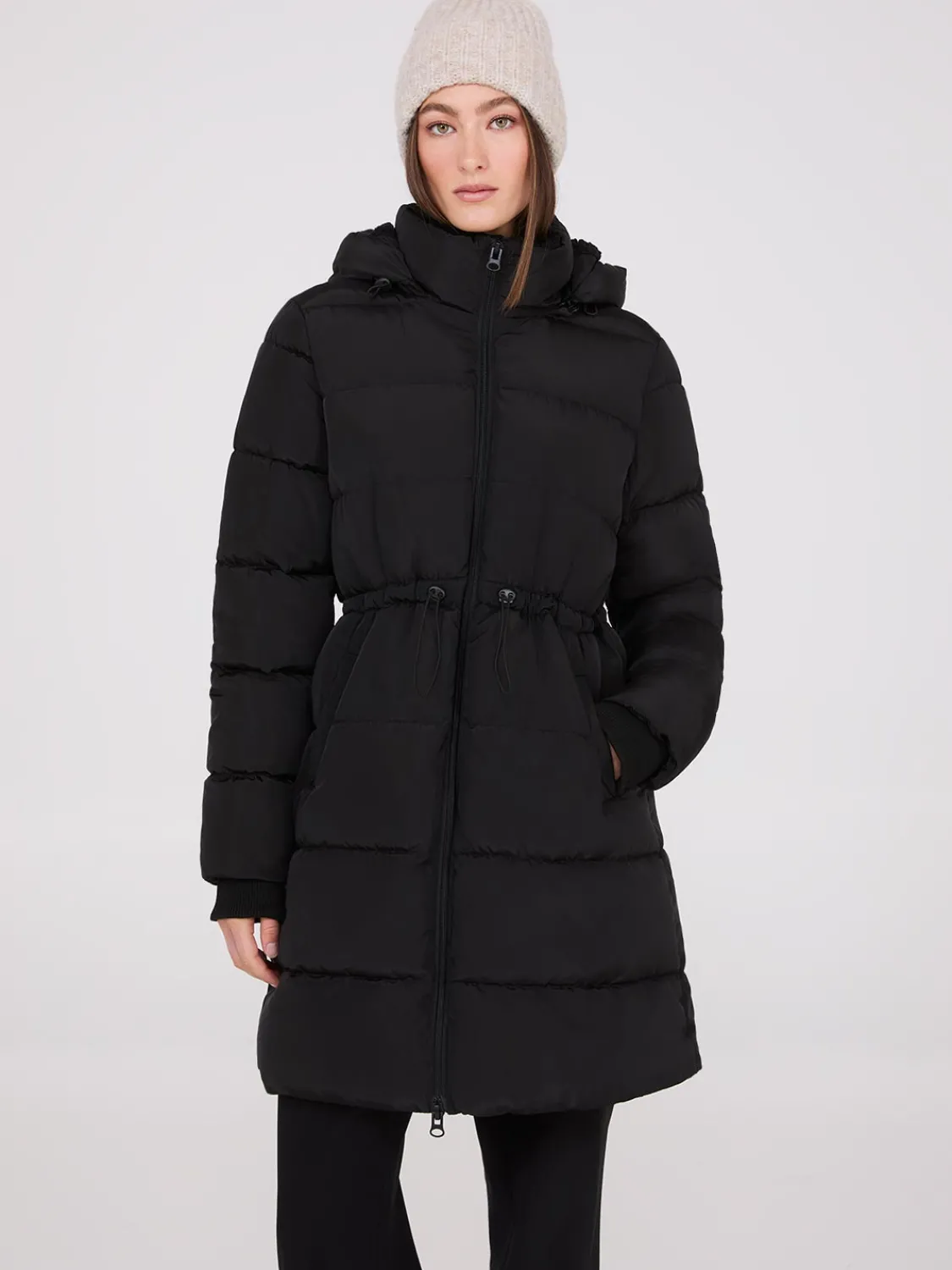 Suzy Shier Puffers & Jackets|Puffers & Jackets>Drawstring Waist Puffer Jacket