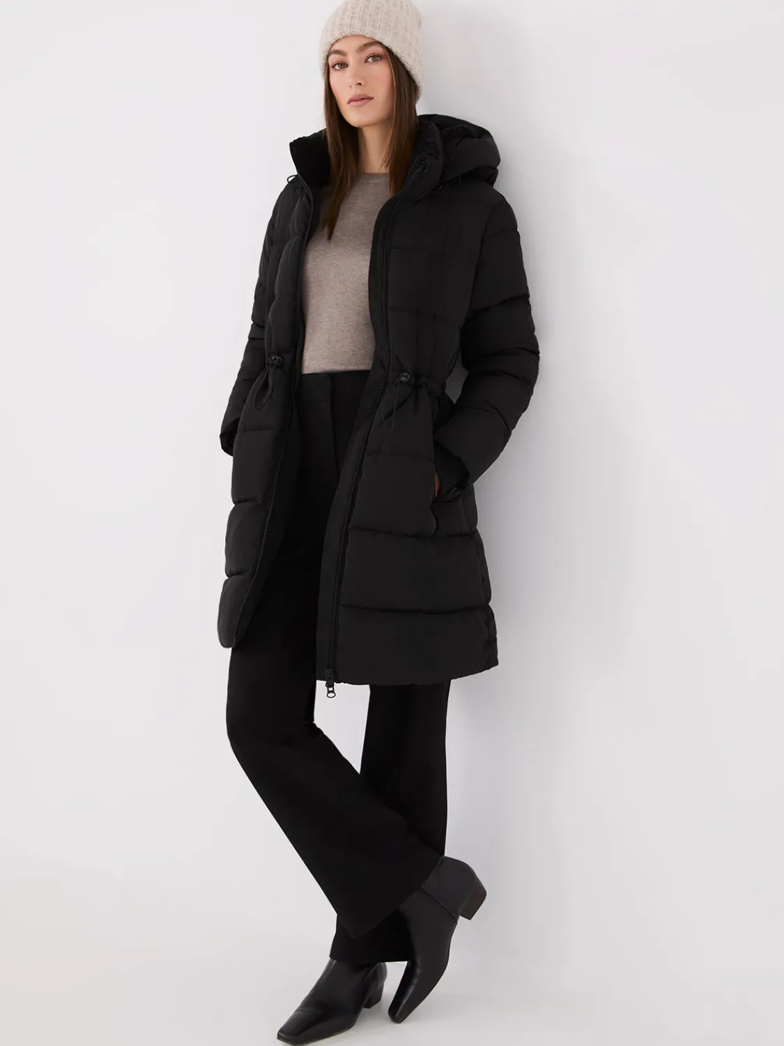 Suzy Shier Puffers & Jackets|Puffers & Jackets>Drawstring Waist Puffer Jacket