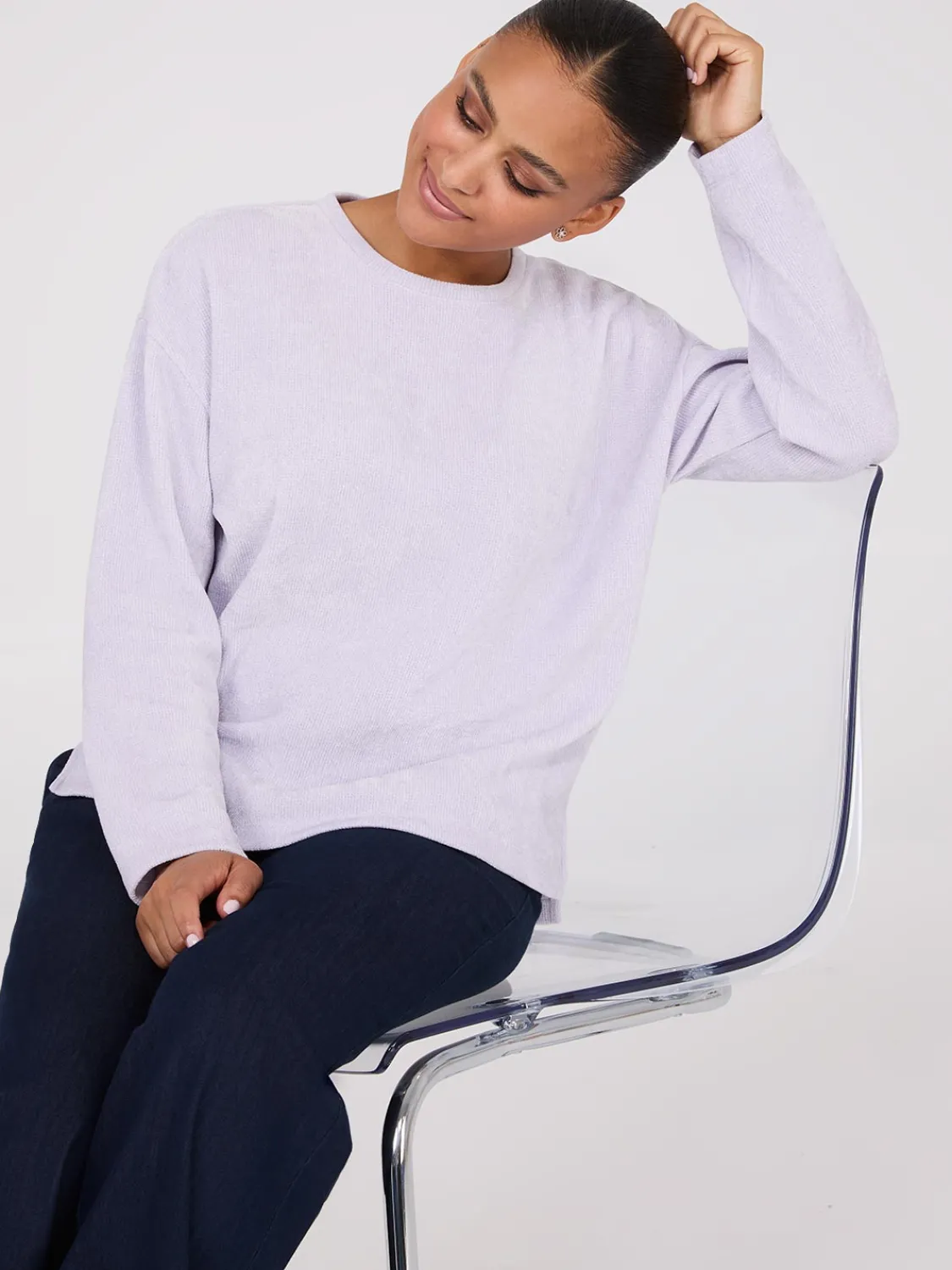 Suzy Shier Lounge & Pjs|Long Sleeve>Drop Shoulder Chenille Top