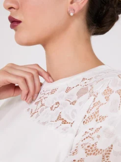 Suzy Shier Long Sleeve|Fashion Tops>Drop Shoulder Sweater With Lace Sleeve