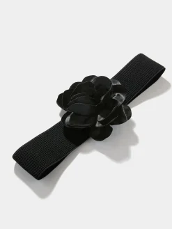 Suzy Shier Belts, Handbags & Shoes>Elastic Stretch Belt With Satin Rose Detail