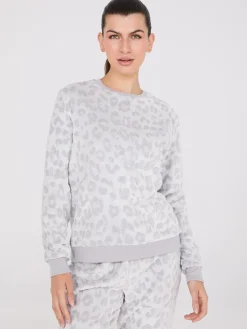 Suzy Shier Lounge & Pjs>Embossed Animal Print Plush Pajama Set