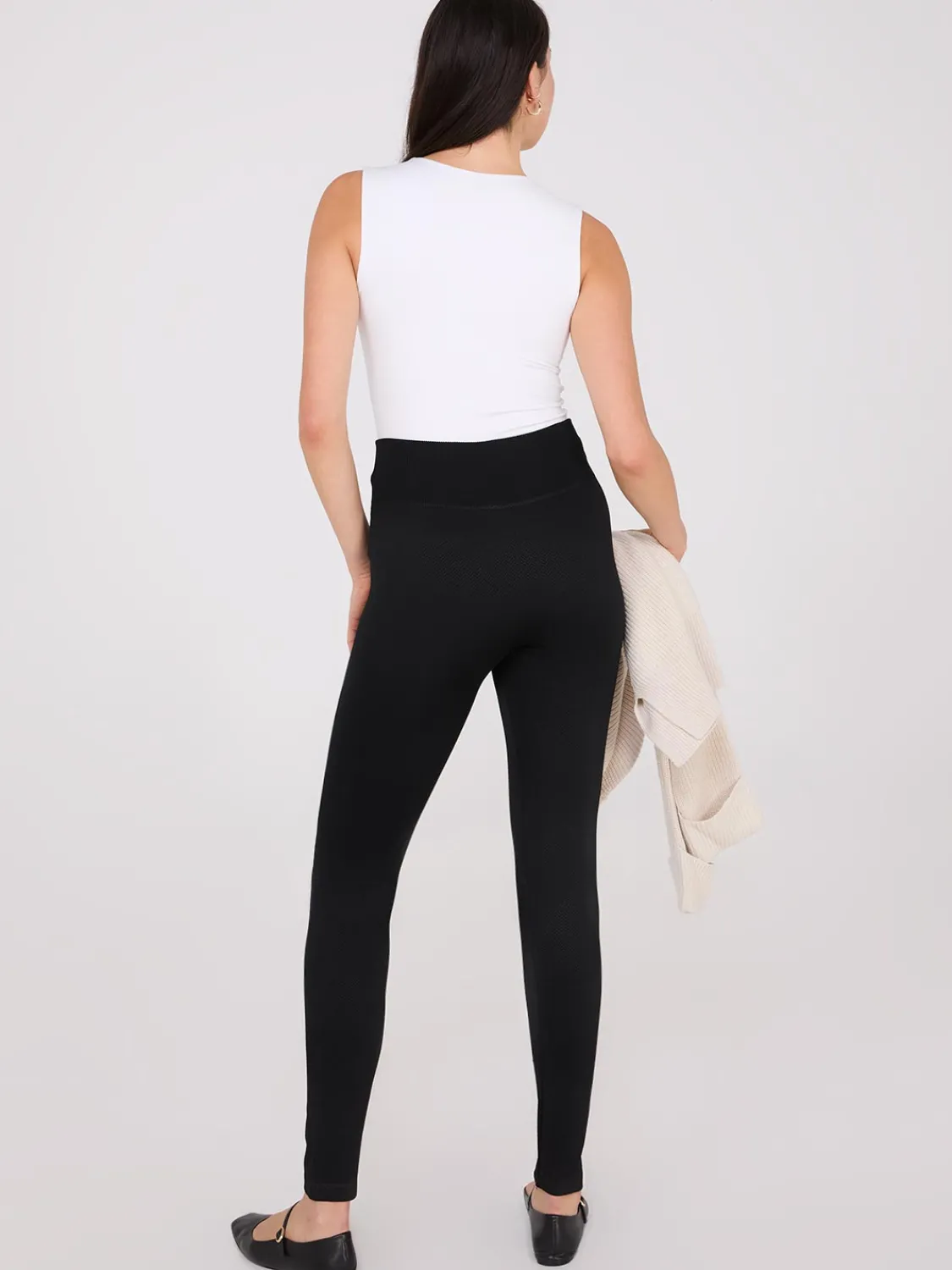 Suzy Shier Leggings & Sweatpants>Embossed Herringbone Fleece Lined Leggings