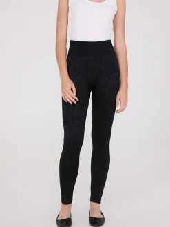Suzy Shier Leggings & Sweatpants>Embossed Paisley Print Fleece Lined Leggings