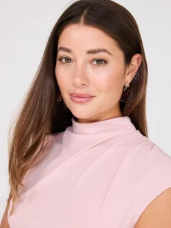 Suzy Shier Tops|Sleeveless>Extended Sleeve Funnel Neck Top