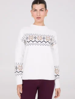 Suzy Shier Long Sleeve|Sweaters & Cardigans>Fair Isle Mock Neck Chenille Sweater