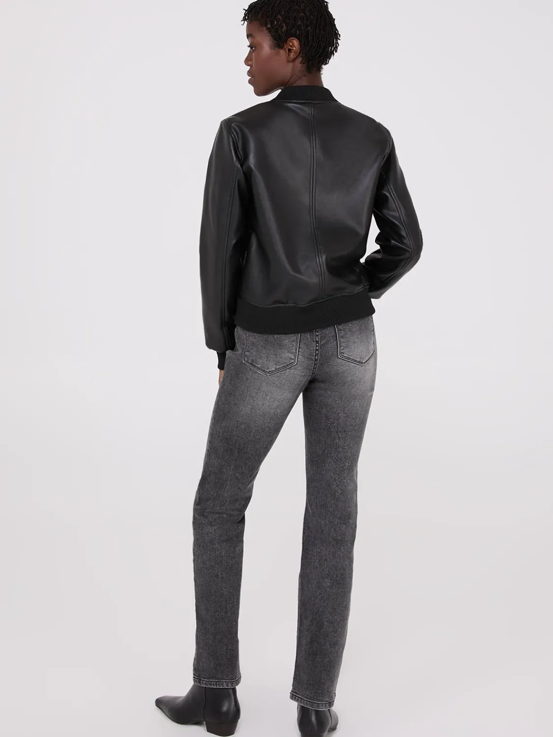Suzy Shier Puffers & Jackets|Puffers & Jackets>Faux Leather Bomber Jacket