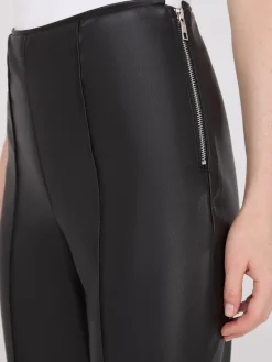Suzy Shier Pants>Faux Leather Front Pintuck Pants