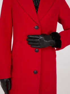 Suzy Shier Hats & Scarves & Gloves>Faux Leather Gloves With Faux Fur