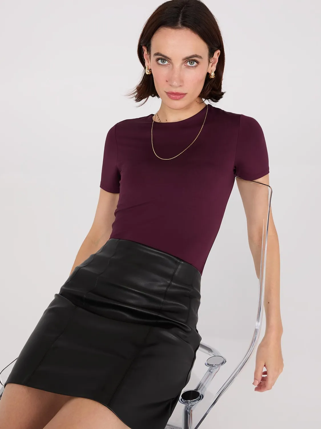 Suzy Shier Skirts>Faux Leather Mini Skirt