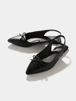 Suzy Shier Belts, Handbags & Shoes>Faux Leather Slingback Flats With Bow Detail