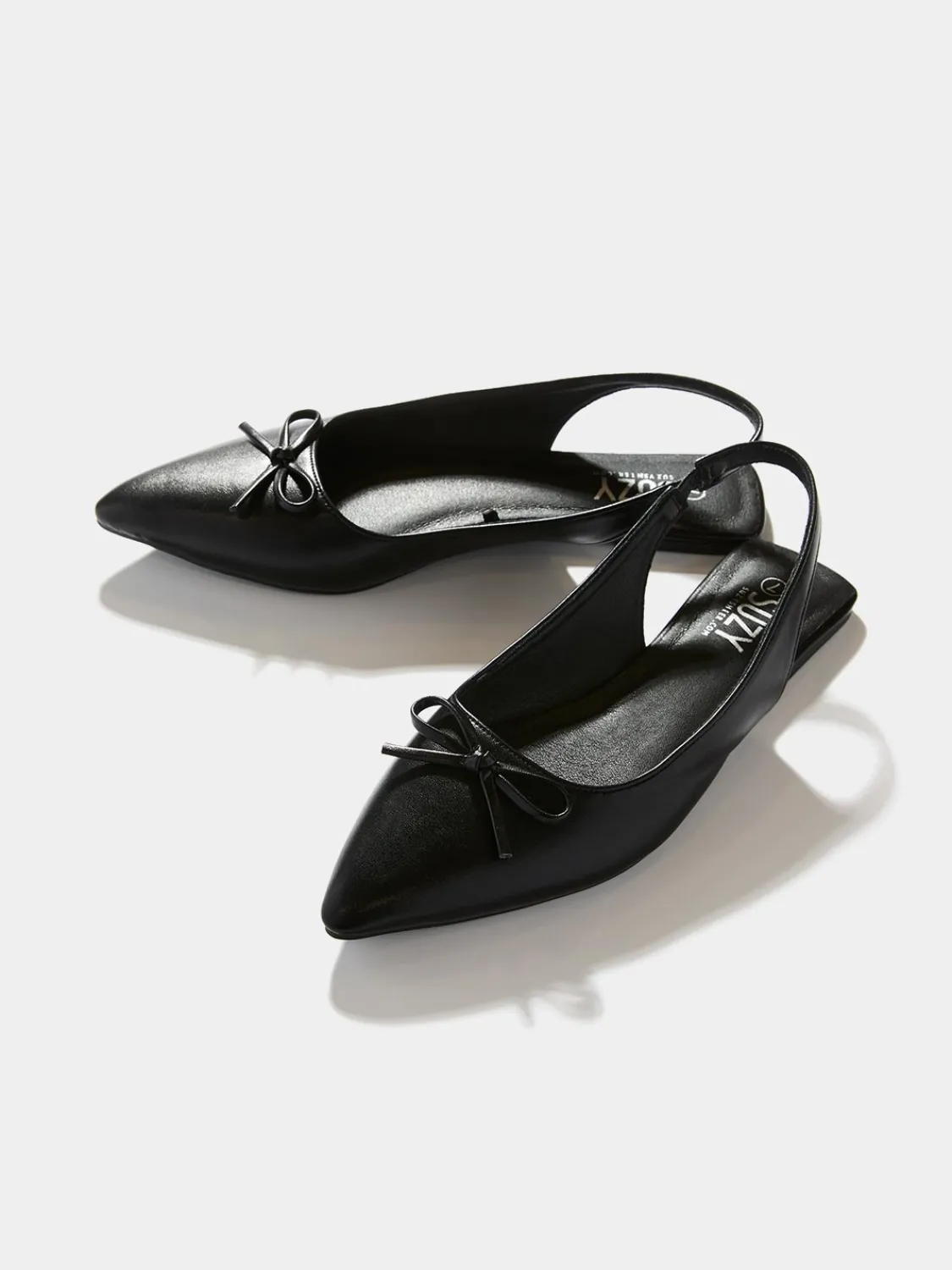 Suzy Shier Belts, Handbags & Shoes>Faux Leather Slingback Flats With Bow Detail