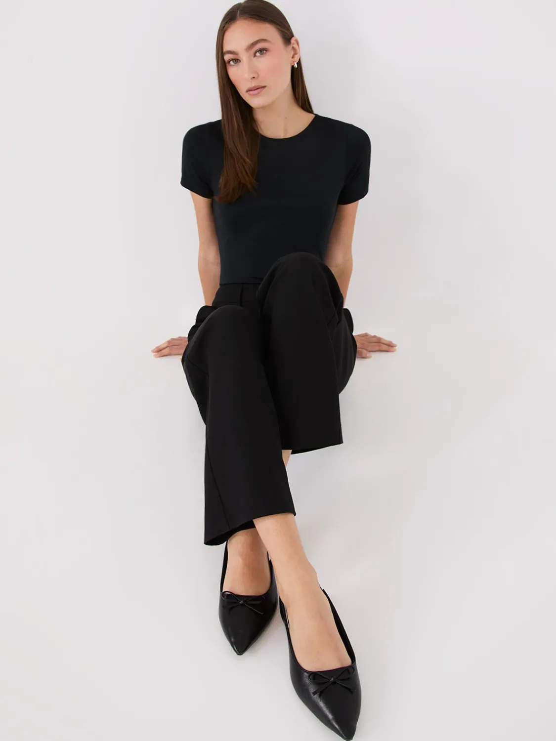 Suzy Shier Belts, Handbags & Shoes>Faux Leather Slingback Flats With Bow Detail