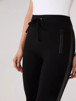Suzy Shier Pants>Faux Leather Trim Ankle Length Pants