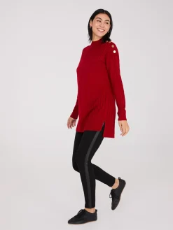 Suzy Shier Pants>Faux Leather Trim Ankle Length Pants