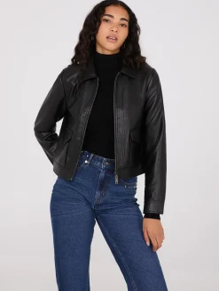 Suzy Shier Puffers & Jackets|Puffers & Jackets>Faux Leather Utility Jacket