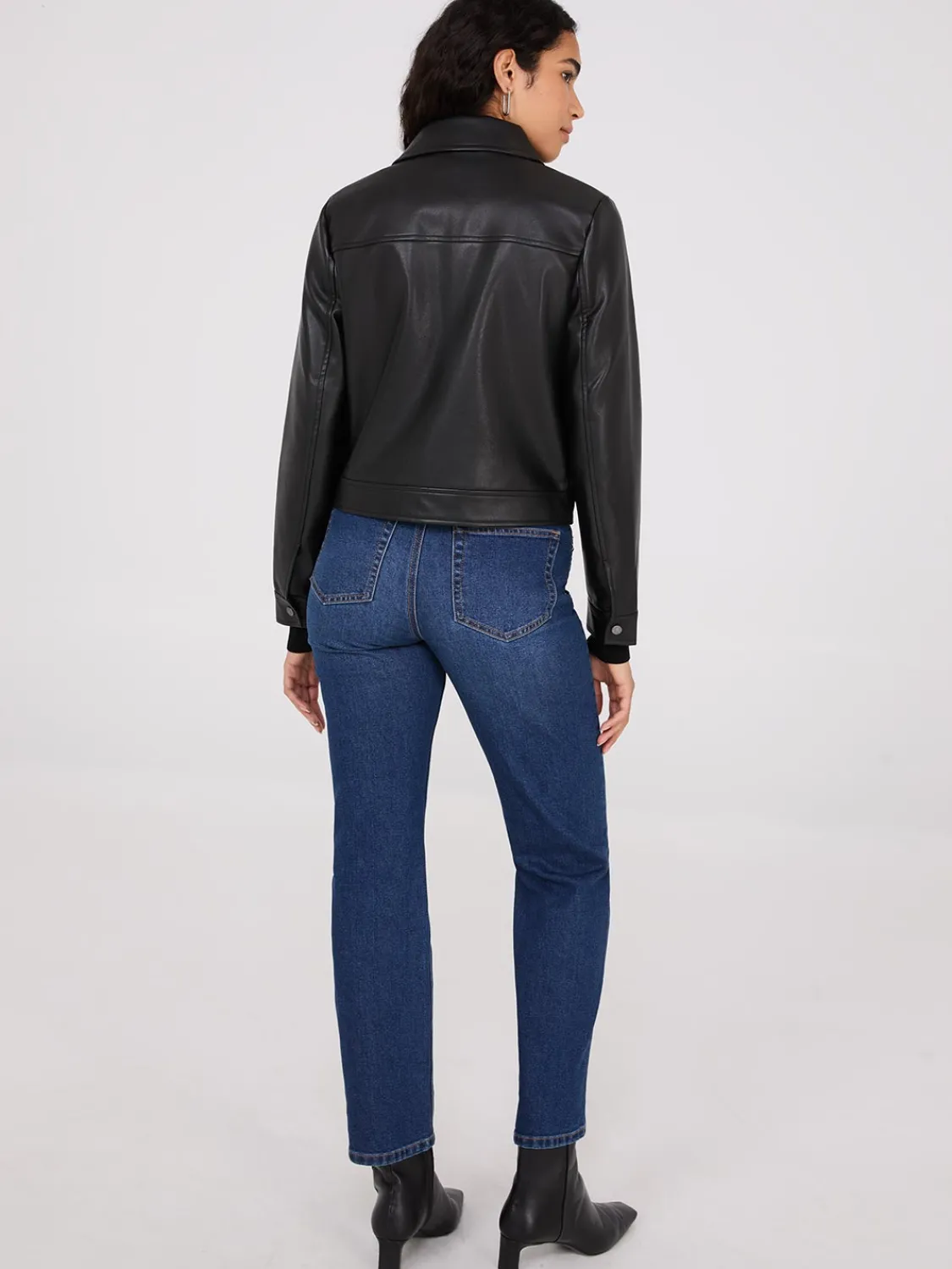 Suzy Shier Puffers & Jackets|Puffers & Jackets>Faux Leather Utility Jacket