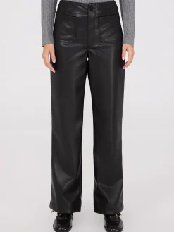 Suzy Shier Pants>Faux Leather Wide-Leg Pants