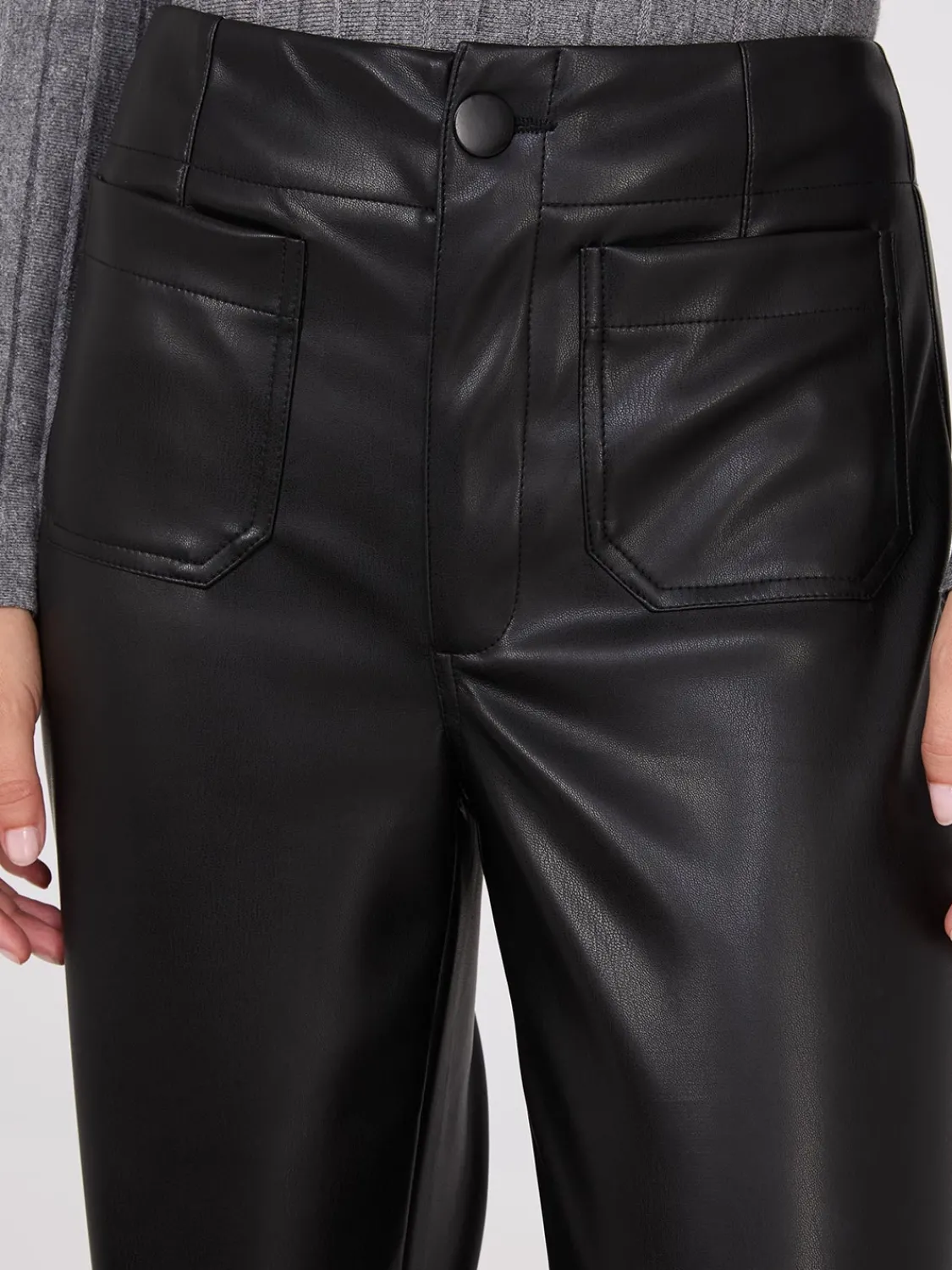Suzy Shier Pants>Faux Leather Wide-Leg Pants