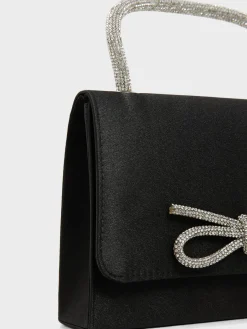 Suzy Shier Handbags By Le Château>Faux-Suede Flapover Bag With Rhinestone Bow