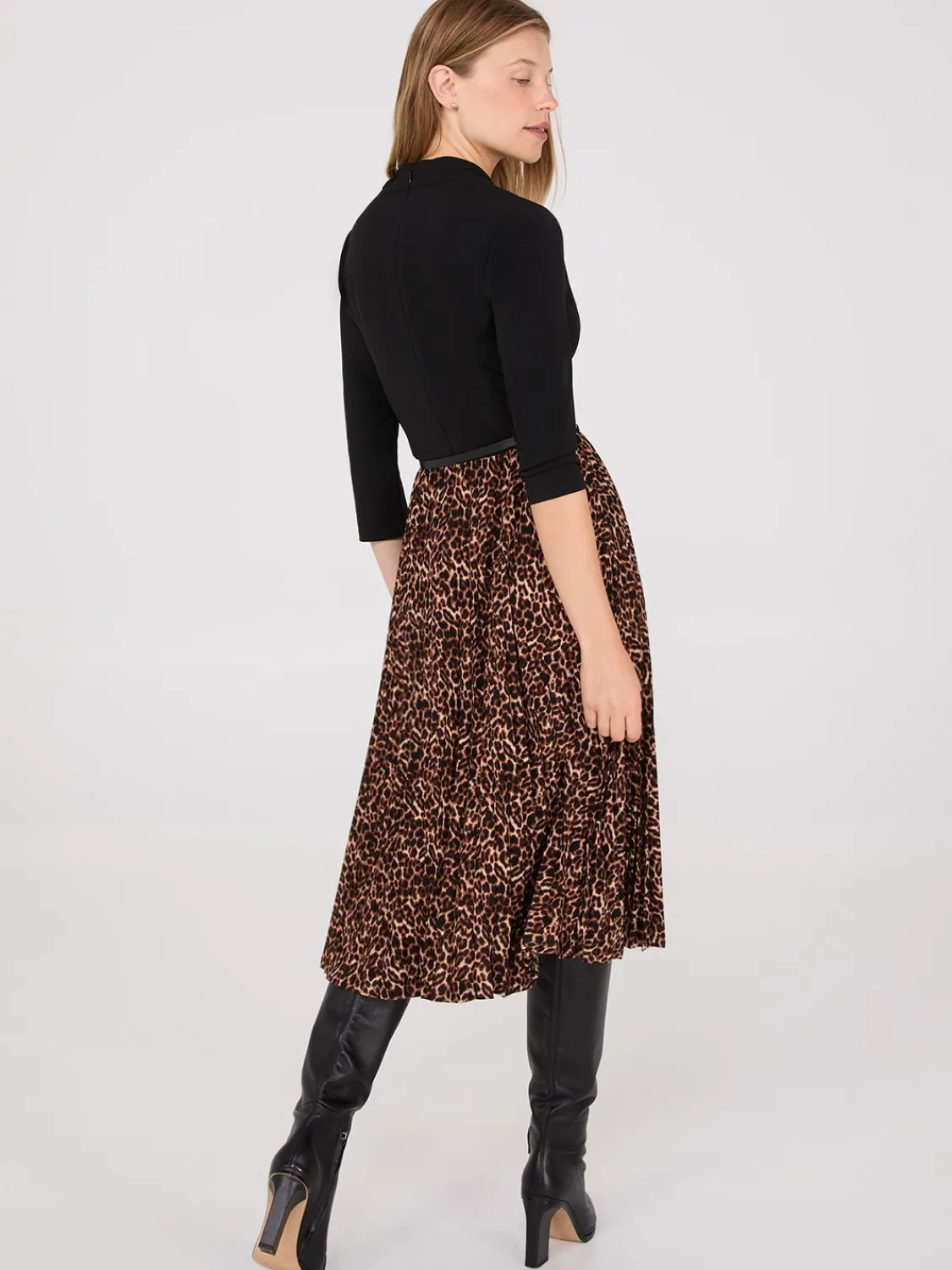Suzy Shier Work Dresses|Dresses>2-Fer Animal Print Belted Dress