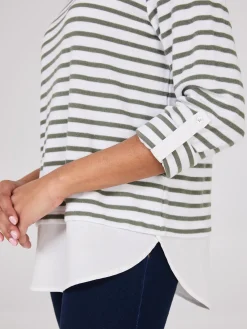 Suzy Shier Long Sleeve>2-Fer Striped Sweater With Blouse