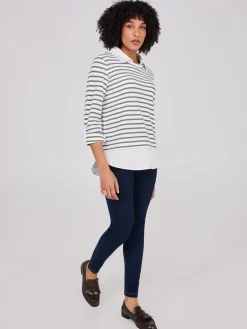 Suzy Shier Long Sleeve>2-Fer Striped Sweater With Blouse