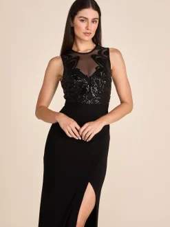 Suzy Shier Evening Gowns - Le Château>Fitted Illusion Sequin On Mesh Gown