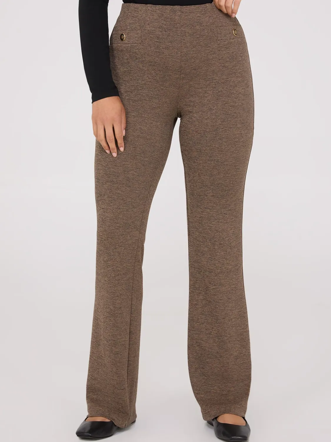 Suzy Shier Pants>Flare Leg Melange Knit Pants