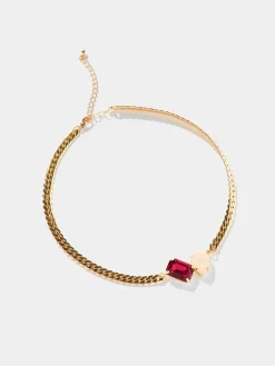 Suzy Shier Jewelry By Le Château>Flat Chain Necklace With Gems