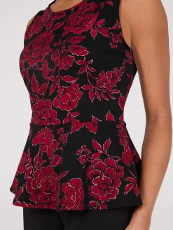 Suzy Shier Sleeveless>Floral Peplum Top