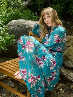 Suzy Shier Casual Dresses|Midi & Maxi>Floral Print Belted Chiffon Dress