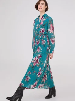 Suzy Shier Casual Dresses|Midi & Maxi>Floral Print Belted Chiffon Dress