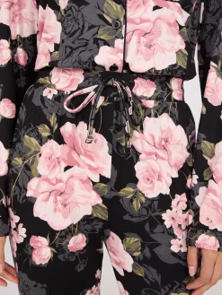 Suzy Shier Lounge & Pjs>Floral Print Button-Down Pajama Set
