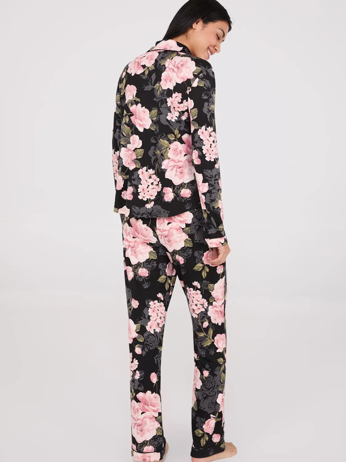 Suzy Shier Lounge & Pjs>Floral Print Button-Down Pajama Set