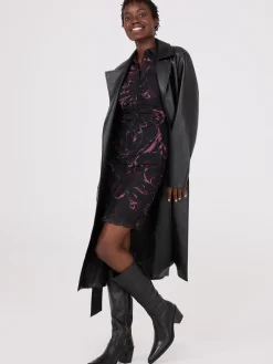 Suzy Shier Mini|Party Dresses>Floral Print Button-Front Gathered Mesh Dress
