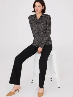Suzy Shier Tops|Long Sleeve>Floral Print Button-Front Classic Blouse
