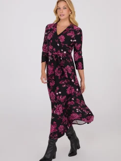 Suzy Shier Casual Dresses|Midi & Maxi>Floral Print Crossover A-Line Maxi Dress