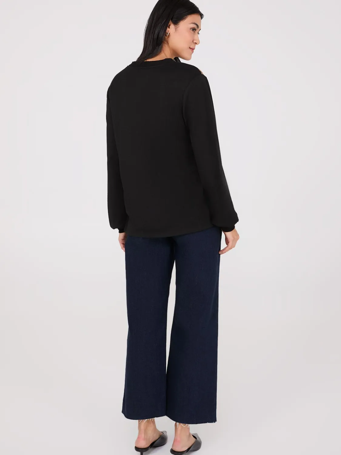 Suzy Shier Long Sleeve>Floral Print Front V-Neck Top