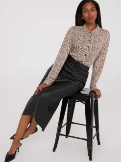 Suzy Shier Tops|Long Sleeve>Floral Print Long Sleeve Button-Front Blouse