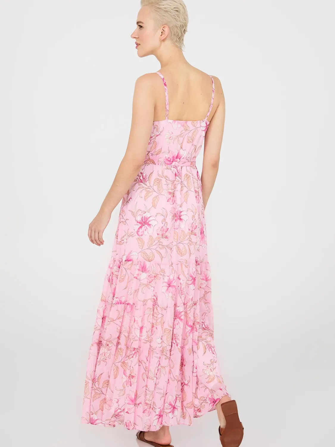 Suzy Shier Casual Dresses|Midi & Maxi>Floral Print 3-Tier Maxi Dress