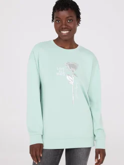 Suzy Shier Lounge & Pjs|Long Sleeve>Foil Flower Graphic Sweatshirt