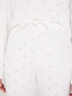 Suzy Shier Lounge & Pjs>Foil Heart Print Velour Pajama Set