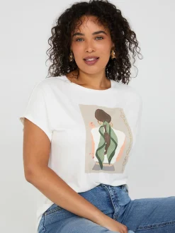 Suzy Shier Short Sleeve|Tank Tops & T-Shirts>Foil "Sophistiquee" Graphic T-Shirt